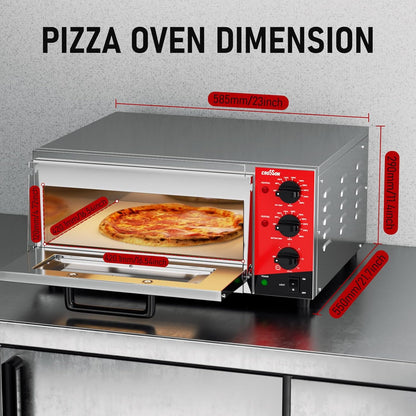 CROSSON Professionele Elektrische Pizzaoven,230V/2000W Commerciële Pizzaoven Roestvrij Staal 16 Inch met Steen voor Binnen,Restaurant,Keuken
