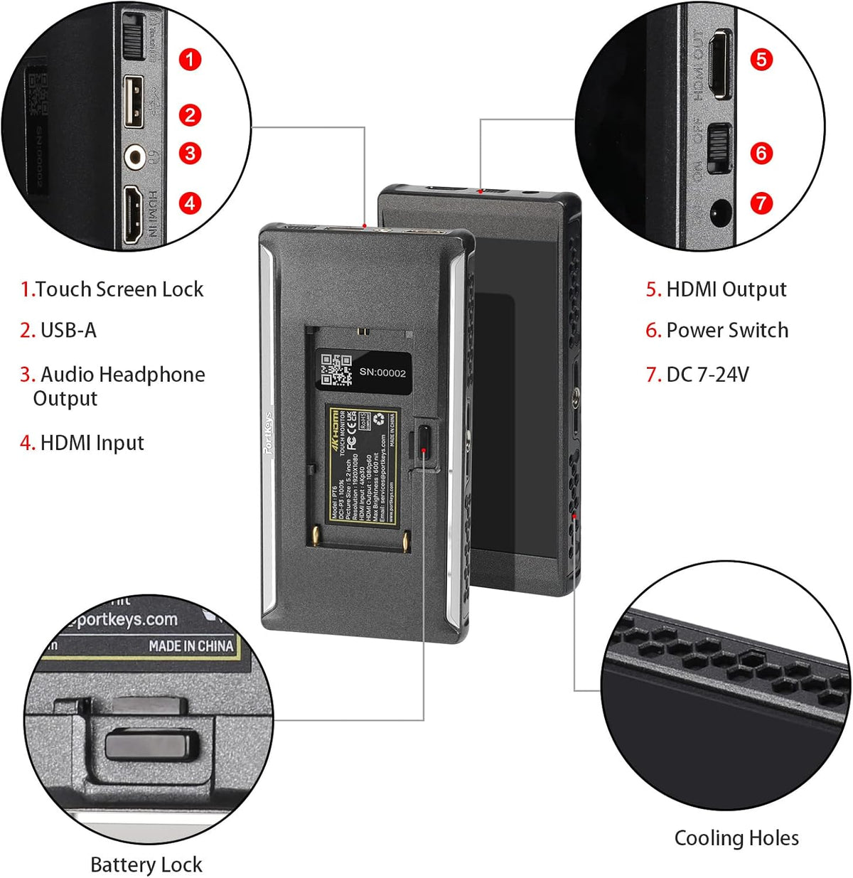 Cameramonitor – Field Monitor – Videomonitor – DSLR Monitor – Touchscreen Monitor – 5,2 Inch IPS Touchscreen – Focus Peaking & 3D LUT Uitvoer
