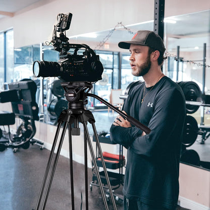 COMAN Camerastatief, 188 cm, robuust statief voor professionele videocamera's, draagtas, 8 kg, inclusief snelwisselplaat, fotostatief, statief