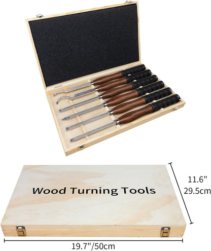 Carbide Houten Draaibank Draaien Gereedschapskit Met Houten Doos, 6 stuks 460mm Professionele Carbide Draaibank Gereedschappen Met Inbegrip Van Zwaan Hals Holter, Beukenhandvat Met Rubber