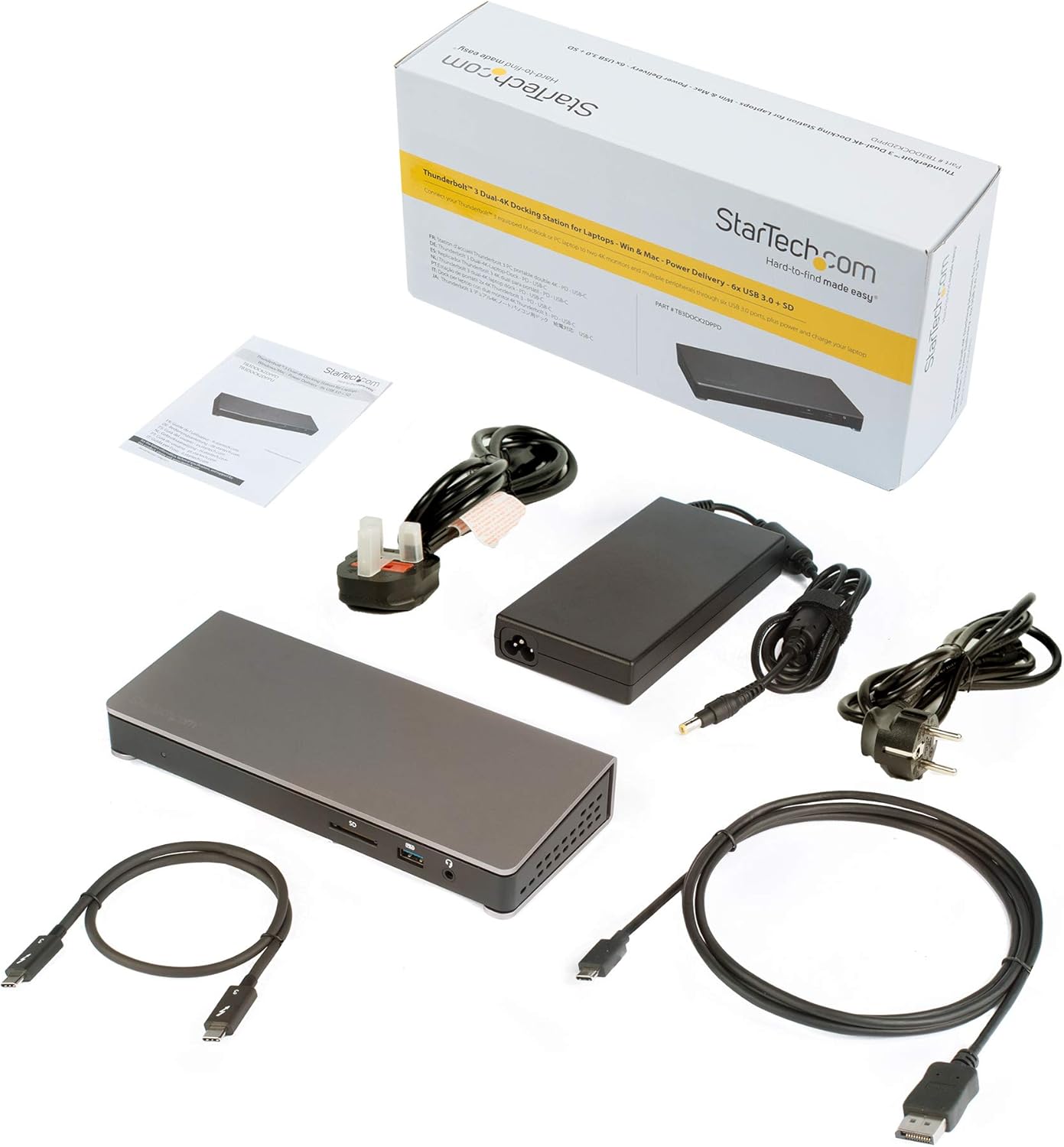 StarTech.com Thunderbolt 3 Dock - Dual Monitor 4K 60Hz TB3 Laptop Docking Station met DisplayPort - 85W Power Delivery Charging - 6-Port USB 3.0 Hub, SD 4.0, GbE, Audio - Windows & Mac