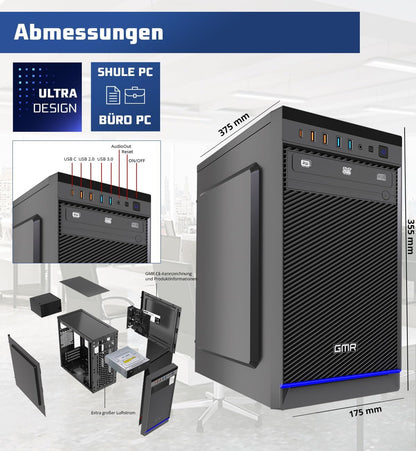 GMR Ultra i7 Office PC - Business Office Computer | 16 GB RAM | 512 GB SSD M.2 | DVD±RW | USB 3 | Windows 11 Pro | WiFi Bluetooth