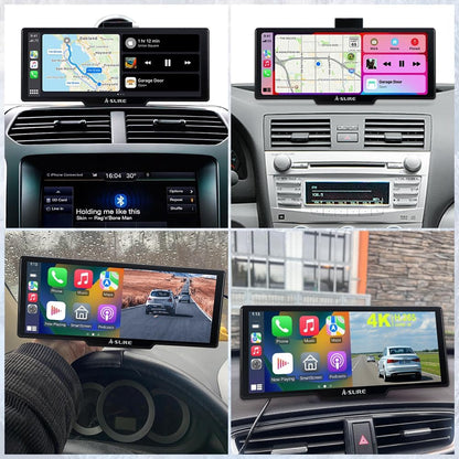 CarPlay Auto 9,26 inch Wireless CarPlay & Android Auto - dashcam 4K UHD, achteruitrijcamera 1080P, Bluetooth 5.4, wifi 5GHz, stereogeluid, snel opladen iPhone (Carplay Screen B)