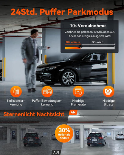 VANTRUE N4 Pro 5G WiFi Dashcam Auto 4K+ 1080P+ 1080P/ 3 HDR, STARVIS 2 Dash Cam Privacy Modes en Buffer Parkeervolgsysteem Auto Camera IR Starlight Nachtzicht, Voice Command, GPS, 2,45" Max 512GB