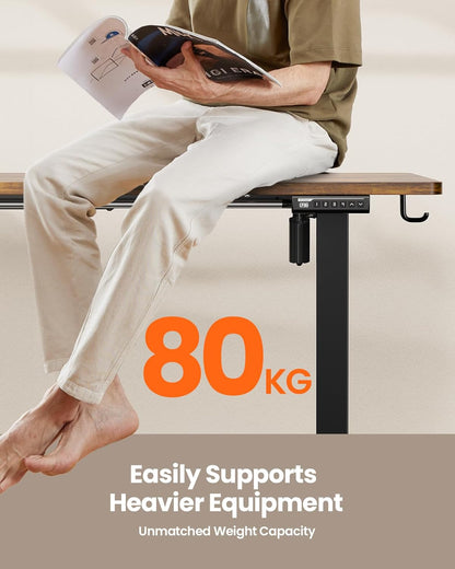 ErGear Elektrisch Zit-Sta Bureau Hoogte Verstelbaar 160 x 80 cm, Zit-Sta Bureau met 4 Geheugen Smart Paneel, Kantoor Bureau thuis met Verdeelplaat