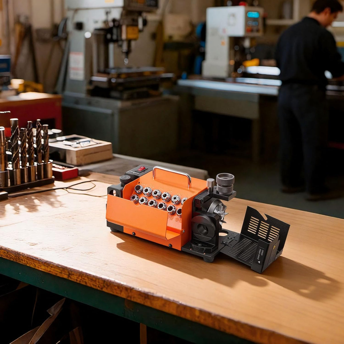 VEVOR MR-13A+ boorslijper, 3-15 mm met instelbare punthoek van 95° tot 135°, 5800 omw/min, hoge snelheid slijpmachine met 13 klemmen en CBN-wiel voor werkplaatsen, garages