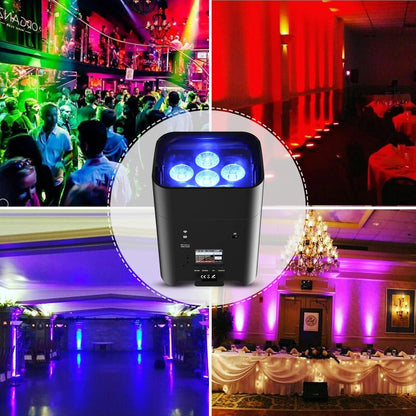 108 W batterij LED Par schijnwerper APP (IOS- en Android), oplaadbare RGBWA + UV podiumlicht uplight outdoor met afstandsbediening/DMX-discolicht voor DJ party bar bruiloft verjaardag