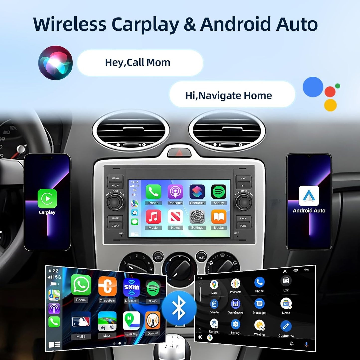 Android Autoradio – Android Autostereo – Multimedia Systeem – Navigatiesysteem – Carplay Radio – Wireless Carplay & Android Auto – 4GB RAM + 64GB Opslag – Achteruitrijcamera Ondersteuning