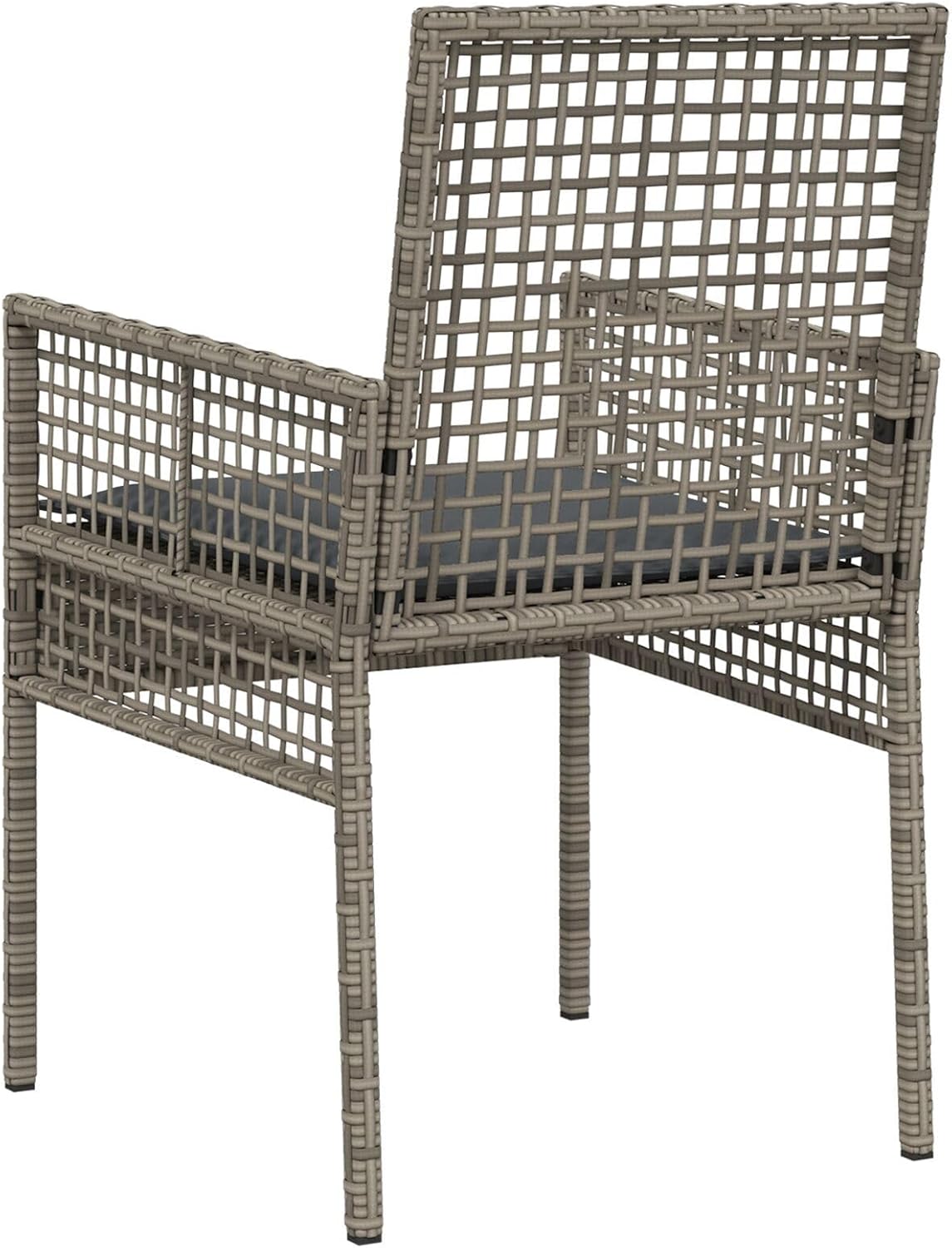 Set of 2 Garden Chairs Made of Synthetic Rattan, Grey with Cushions, Ideal for Patio and Balcony, Modern and Weatherproof Design, Robust and Comfortable Construction - QUORE