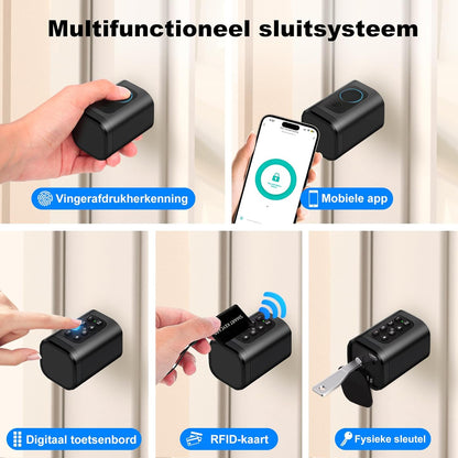 Deurslot – Vingerafdrukslot – Elektronisch Slot – Smart Lock – RFID Deurslot – Verstelbare Lengte 60-90 mm – Bluetooth & App Ontgrendeling