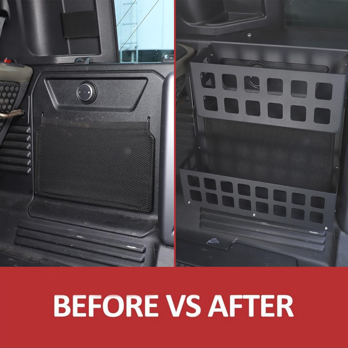 Car Trunk Opbergmand Organizer & Side Cargo Rack Organizer Modulair Compatibel met Defender 110 2020-2024 Auto Achterdeur Opvouwbare Tafel Achterklep Tafel (Opbergmand Organizer-A)