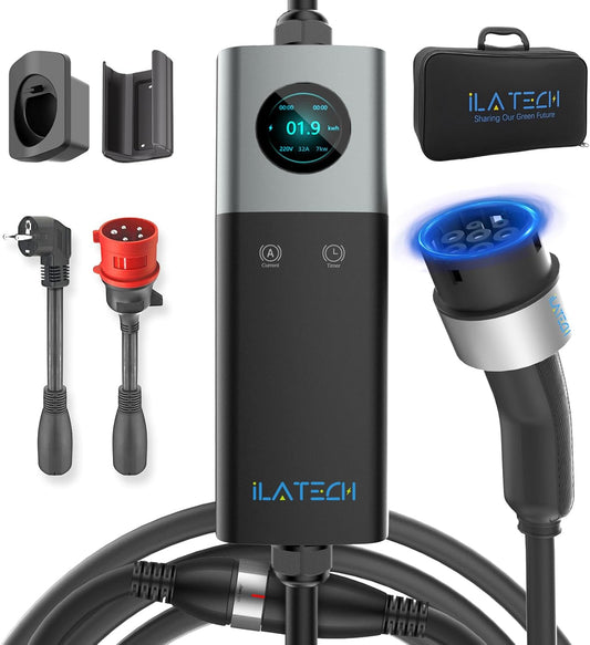 <font dir="auto" style="vertical-align: inherit;"><font dir="auto" style="vertical-align: inherit;">        Mobile Wallbox 22 kW three-phase, EV charger type 2 32 A with T2 cable 5 m, charging station for electric cars, IP66, adjustable current with Schuk