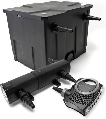 Set bio-vijverfilter 12.000 l SuperEco vijverpomp 80 W UVC-zuiveraar 24W