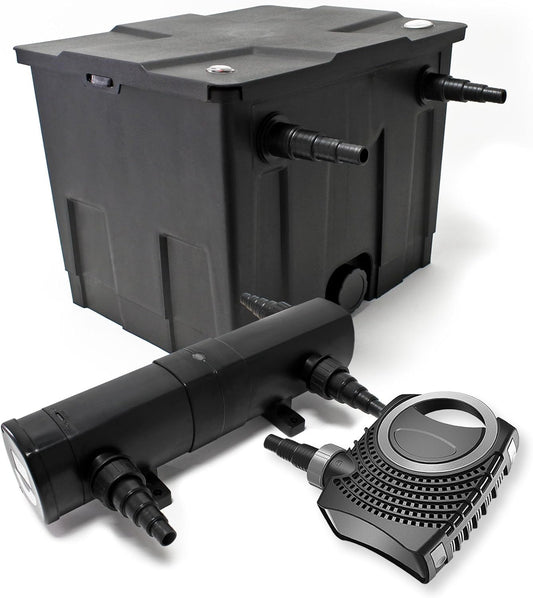 Set bio-vijverfilter 12.000 l SuperEco vijverpomp 80 W UVC-zuiveraar 24W