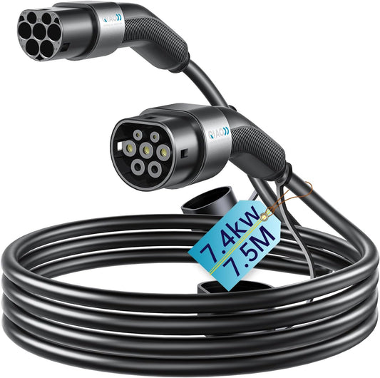 Type 2 Naar Type 2 Laadkabel – Oplaadkabel – EV-Laadkabel – Mennekes Laadkabel – Mode 3 Laadkabel – 7,5 Meter – 7,4 kW / 32 A