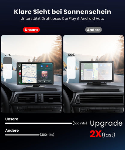 9,26 inch CarPlay Display met IPS touchscreen, draadloze Apple CarPlay en Android Auto, Bluetooth 5.0, Mirror Link, FM en AUX, snelle plug-and-play-installatie voor oudere voertuigen