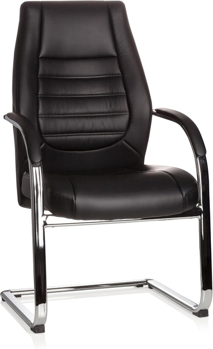 hjh OFFICE 600986 Conferentiestoel Vitoro V kunstleer zwart comfortabele cantilever bezoekersstoel, 107 x 58 x 59 cm