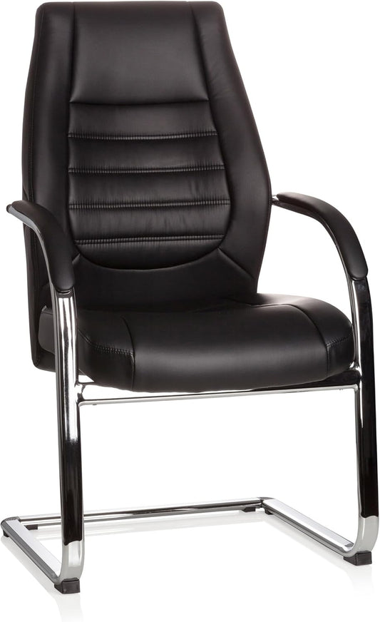hjh OFFICE 600986 Conferentiestoel Vitoro V kunstleer zwart comfortabele cantilever bezoekersstoel, 107 x 58 x 59 cm