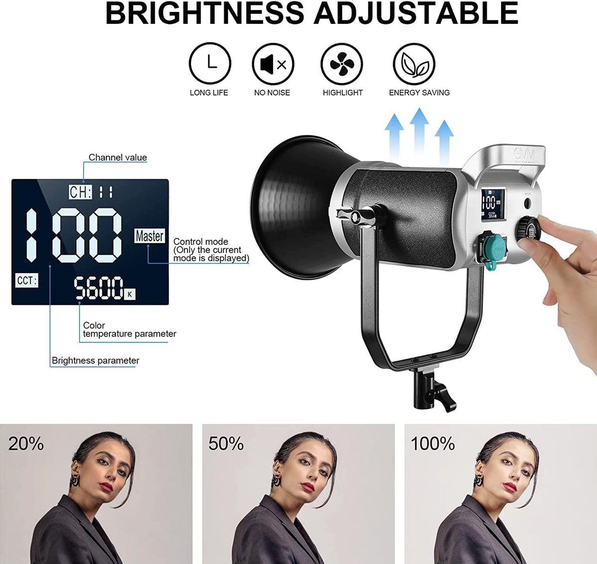 GVM 200W LED videoverlichting met softbox, Bowens 3200K-5600K LED videoverlichting, APP- en DMX-besturing LED studio continu licht voor fotografie, video, interview, YouTube, 93000Lux/0,5m