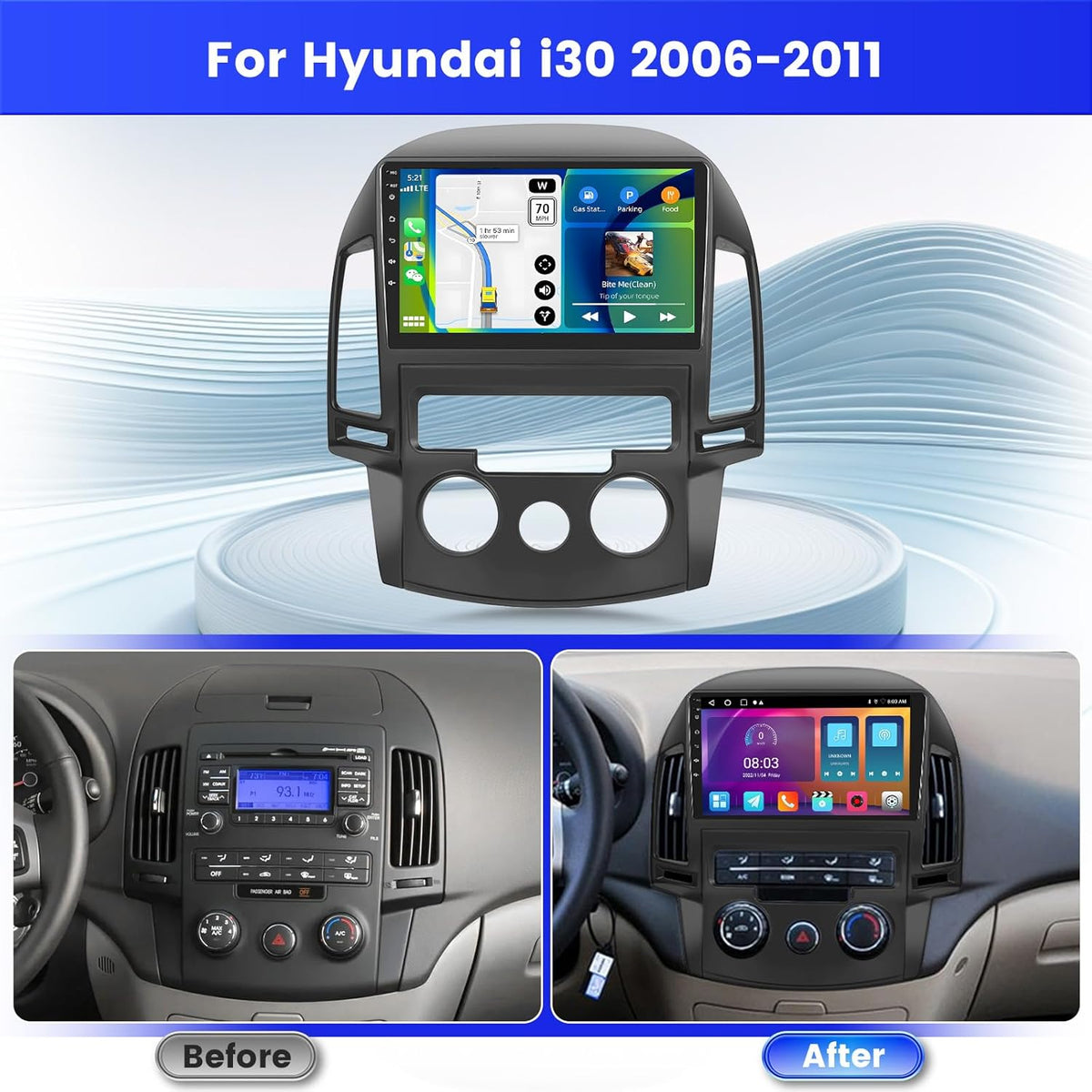 <font dir="auto" style="vertical-align: inherit;"><font dir="auto" style="vertical-align: inherit;">        2+64G Radio for Hyundai i30 2006-2011 Android with Wireless CarPlay Android Auto, 9 Inch Car Screen Bluetooth WIFI 26UI GPS FM EQ SWC AHD Rear View