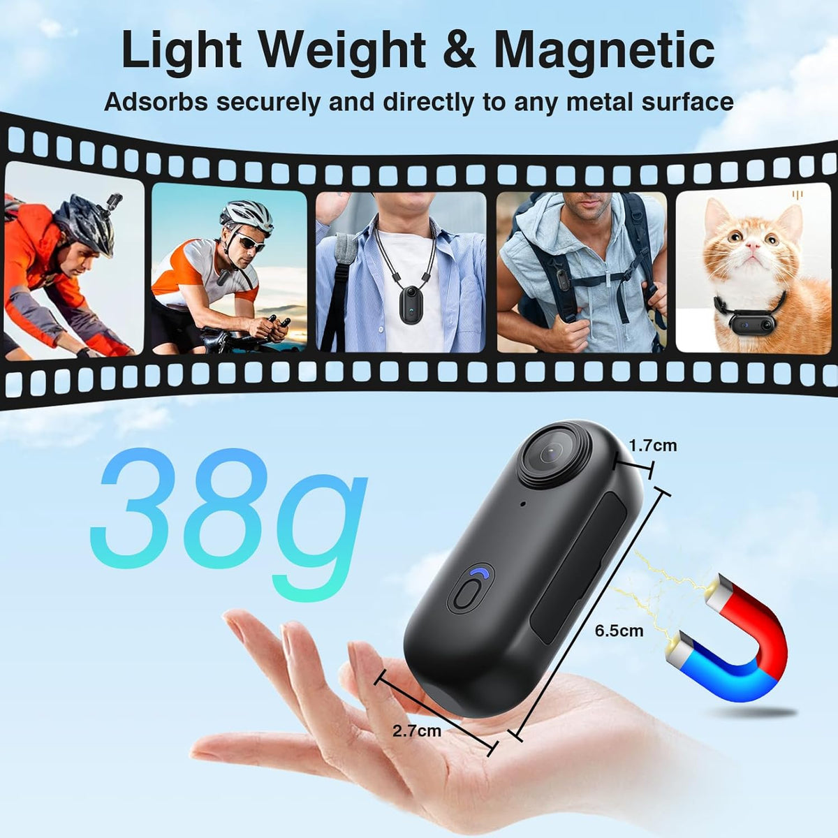C‌YI Actiecamera 4K WiFi met 360° Hoes‌ - Waterdichte Actiecamera 30M, Actiecamera voor Fietsen 120° Groothoek, Sterke Magneet, 150 Minuten Accu, voor Fietsen/Duiken/Extreme Sporten etc.