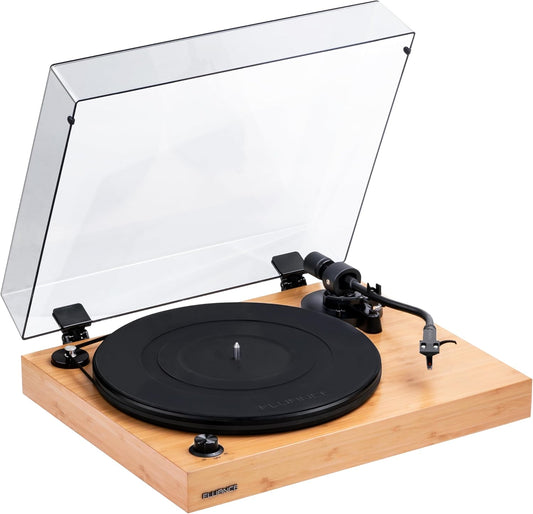 Fluance RT82 Reference High Fidelity Vinyl draaitafel record speler met Ortofon OM10 cartridge, Speed Control motor, High Mass MDF Wood Plint, trillingsisolatievoet - bamboe