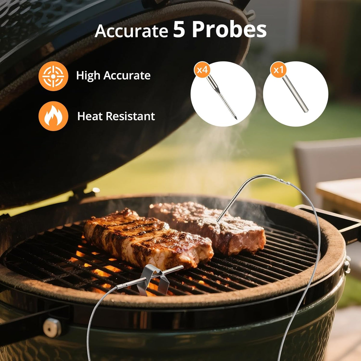 INKBIRD Wi-Fi 5GHz en Bluetooth Barbecue Temperatuurcontroller met 5 Probes, Automatische Barbecueventilator, Hoge en Lage Temperatuur Alarmen