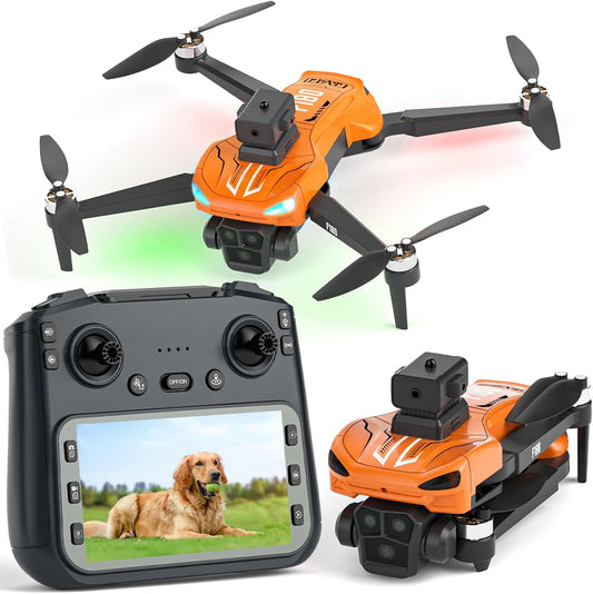 GPS Drone Met 4K Camera Voor Volwassenen, 4,5" Afstandsbedieningsscherm, Automatische Obstakeldetectie, 22 Minuten Vliegtijd, Opvouwbare FPV RC Quadcopter Met Volg-Me, Cadeau Voor Beginners