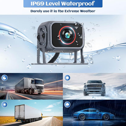 Achteruitrijcamera, set van 5 camera's, 10,1 inch, IPS HD-monitor, IP68 waterdicht, nachtzicht, BSD, loop-video, DVR, USB, full-colour achtercamera voor vrachtwagen, campers, aanhanger, bus