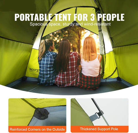 Vevor - Kampeertent, 6 Persoons - waterdicht - Buitenwandelen Backpacken - 190T Dacron - 150D Oxford - 7x7x4ft - Groente - QUORE