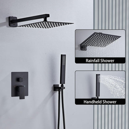 Sanitemodar Inbouwdoucheset van Zwart, Inbouw-douchearmatuur met 30 x 30 cm Hoofddouche, Inbouwdoucheset met Handdouche