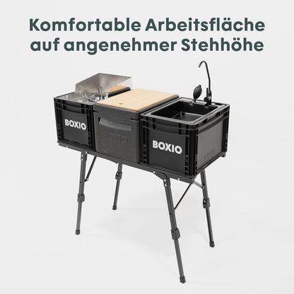 BOXIO - Tafel: inklapbare campingtafel 88 x 40 cm, weerbestendig, stabiel en opvouwbaar, in hoogte verstelbare outdoor tafel voor camping, tuin, balkon en camper accessoires, kleine tafel incl. tas