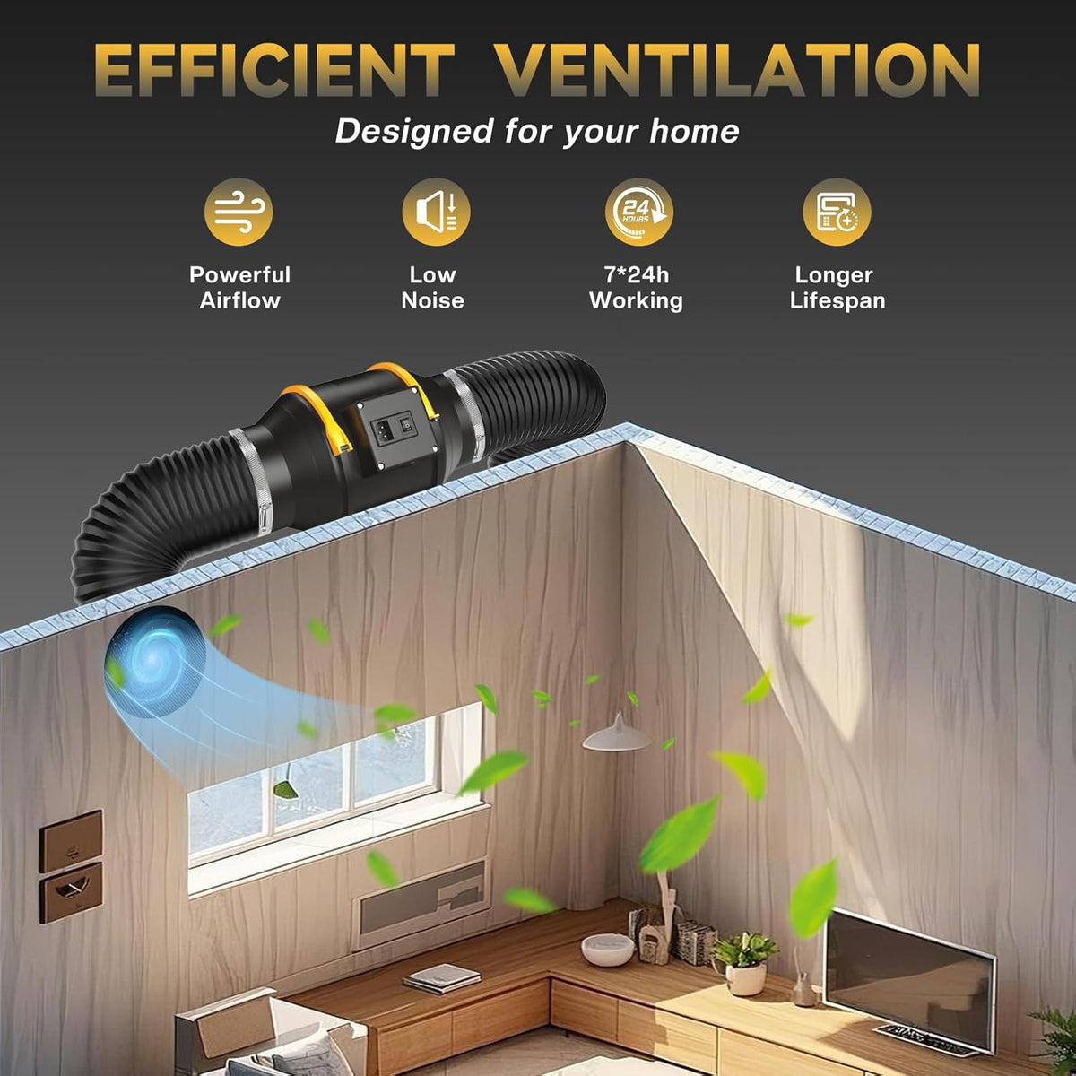 FanGoFast Rookafzuiging, buisventilator, 200 mm, inline-kanaalventilator, afvoerventilator, 230 V, stil, met IEC-stopcontact, EU-stekker + 1,5 m EU-netsnoer voor badkamer, kantoor, groeiruimtes