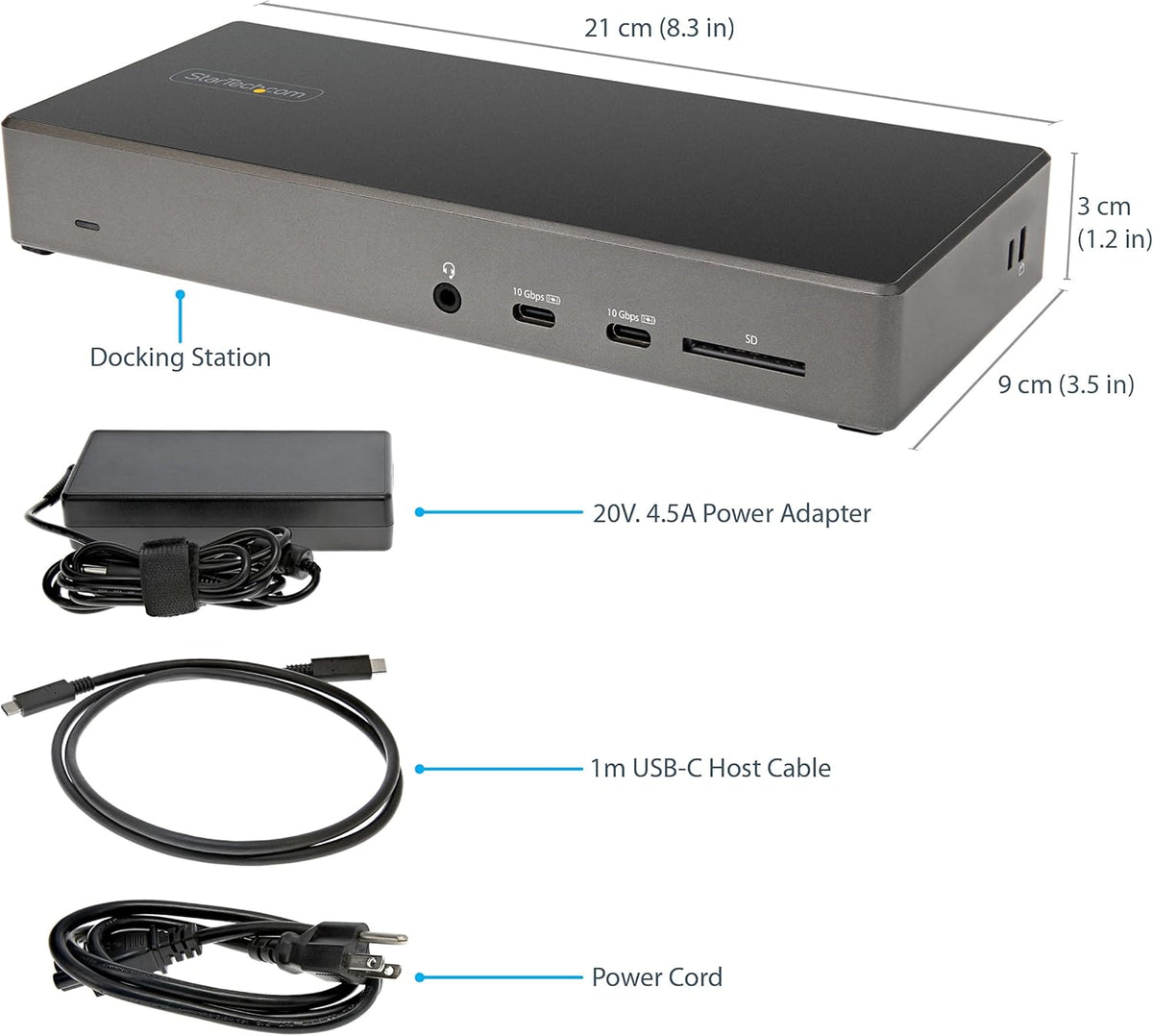 StarTech.com USB C Dock - Triple 4K Monitor USB Type-C Docking Station - 100W Power Delivery - DP 1.4 Alt Mode & DSC, 2x DisplayPort 1.4/HDMI 2.0-6xUSB (2x 10Gbps) - Windows/Chrome (DK31C2DHSPDUE)