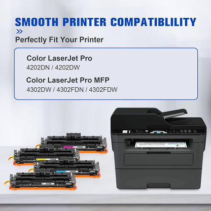 Q-image 220A tonercartridge met chip voor H P Color Laserjet Pro 4202dn 4202dne 4202dw 4202dwe MFP 4302dw 4302dwe 4302fdn 4302fdne 4302fdw 4302fdwe (4-pack)