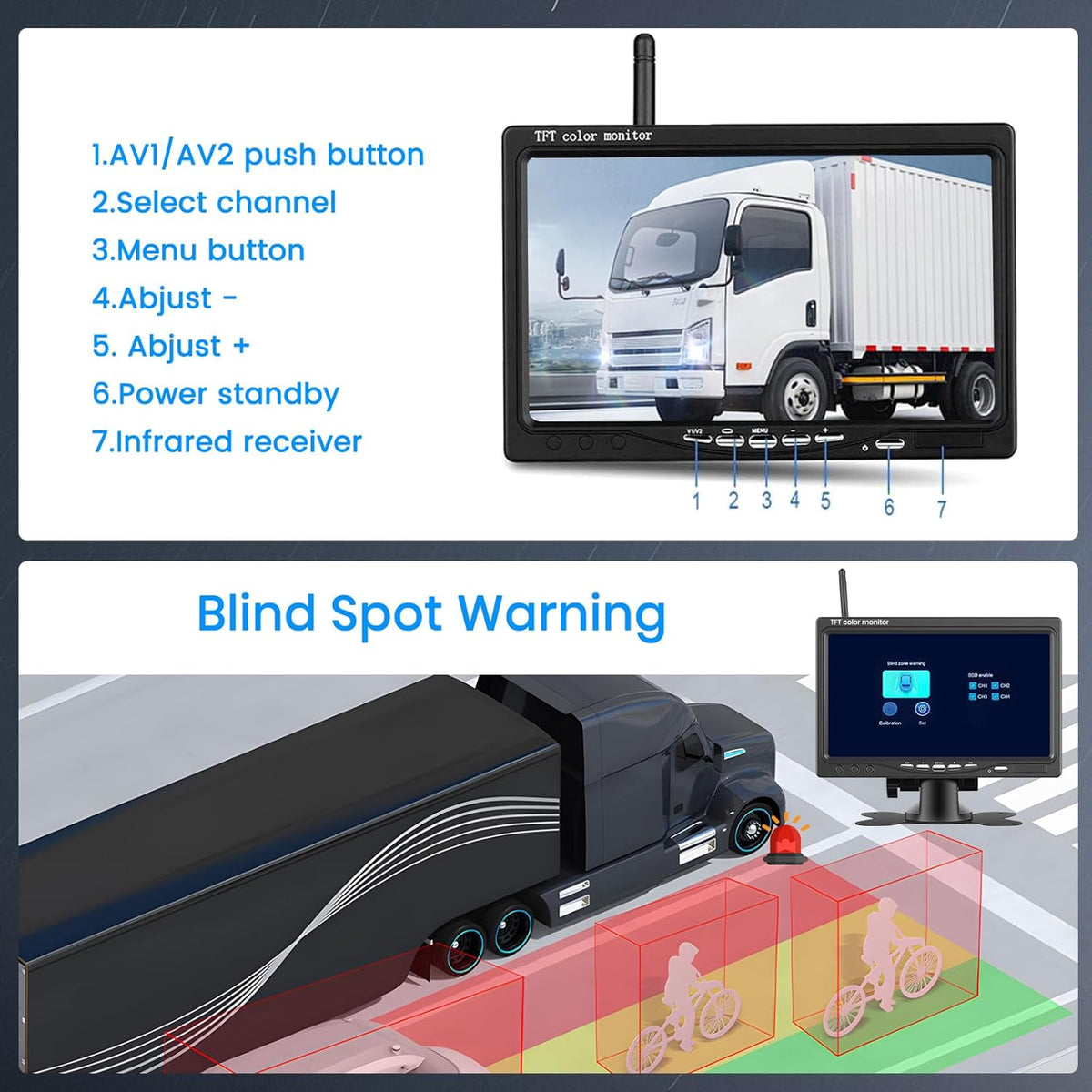 Draadloze Achteruitrijcamera Set – Achteruitrijcamera – Parking Camera – achteruitkijkcamera – Truck Camera – Groot 7 Inch Scherm – IP67 Waterdicht Met Nachtzicht
