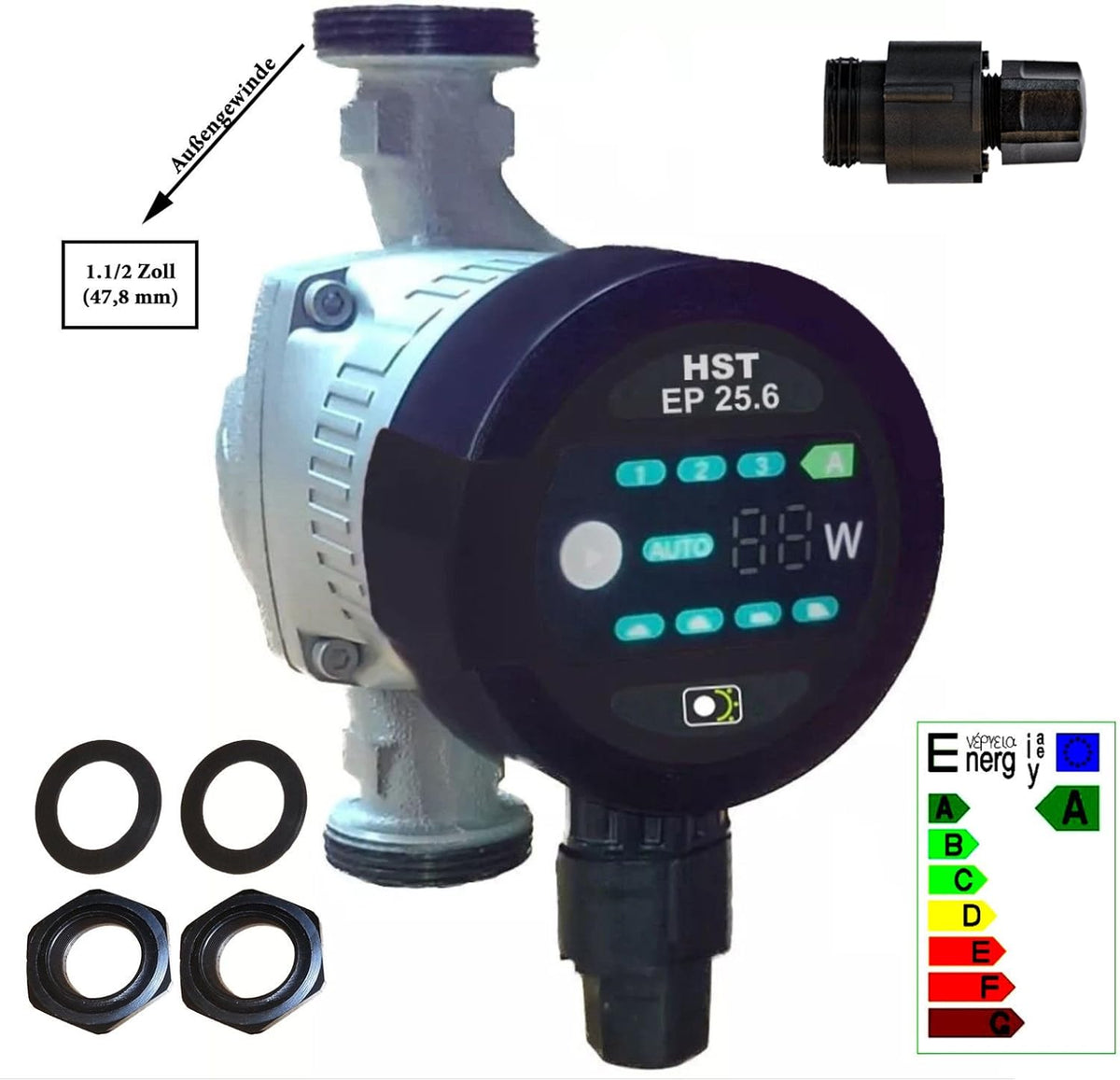 HST | Zeer efficiënte verwarmingspomp | circulatiepomp | HST EP 25-60/180 mm | 6 meter opvoerhoogte