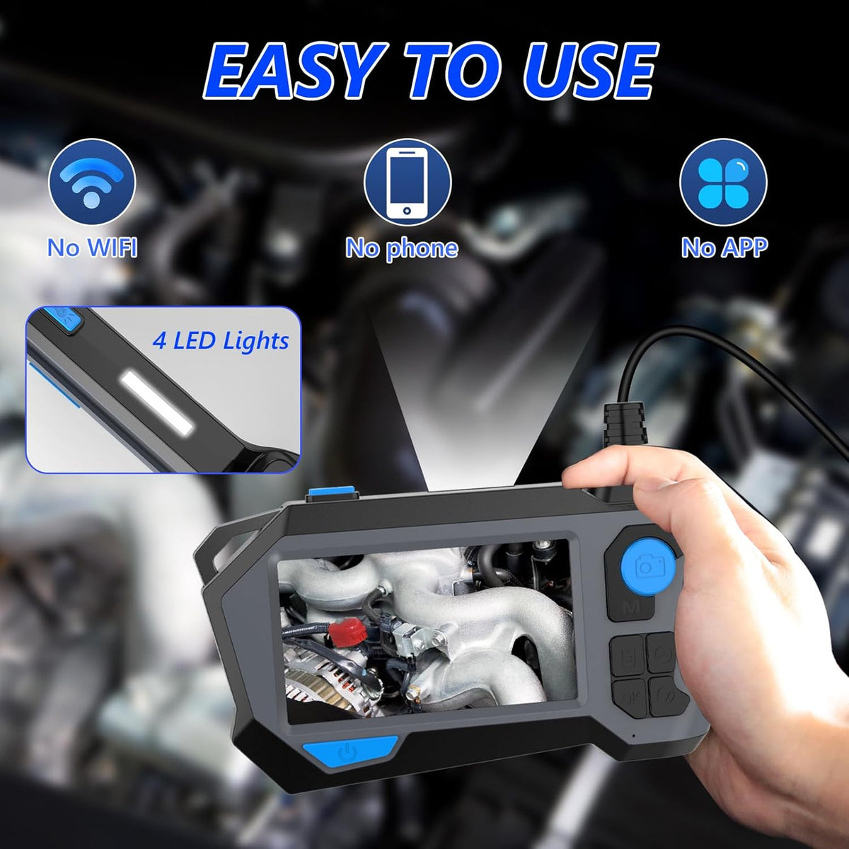 Endoscoop-inspectiecamera, bidirectionele 720° rotatie-endoscoop met 8+1 verlichting, 1920P HD Dual Lens Snake Borescope, IP68 flexibele inspectiecamera, 4,5 inch IPS-scherm, gadgets voor
