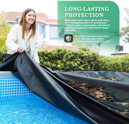 UIRWAY 21 ft rond zwembadafdekking, bovengronds zwembad winterhoes met zwembadaccessoires, 420D zeil, ideaal voor waterdicht en stofdicht