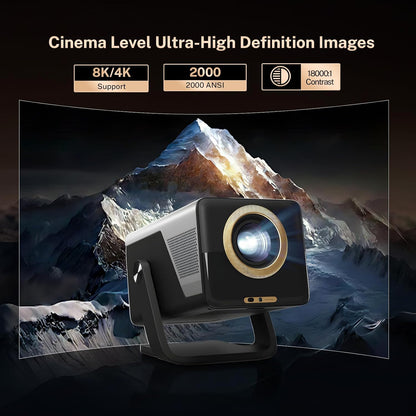 [8K-ondersteuning/2000 ANSI/AI visuele kalibratie] X7 slimme projector met Android 14 OS DoIby, 1080P UHD-projector met Netflix YouTube/AI Auto Focus & Keystone & Obstakel Avoidance/200 inch Display