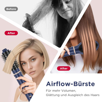 5-in-1 Airstyler – Haarstyler – Haardroger – Warme Luchtborstelset – Föhnborstel – Blauw – Drogen En Stylen In Eén – Geschikt Voor Verschillende Looks