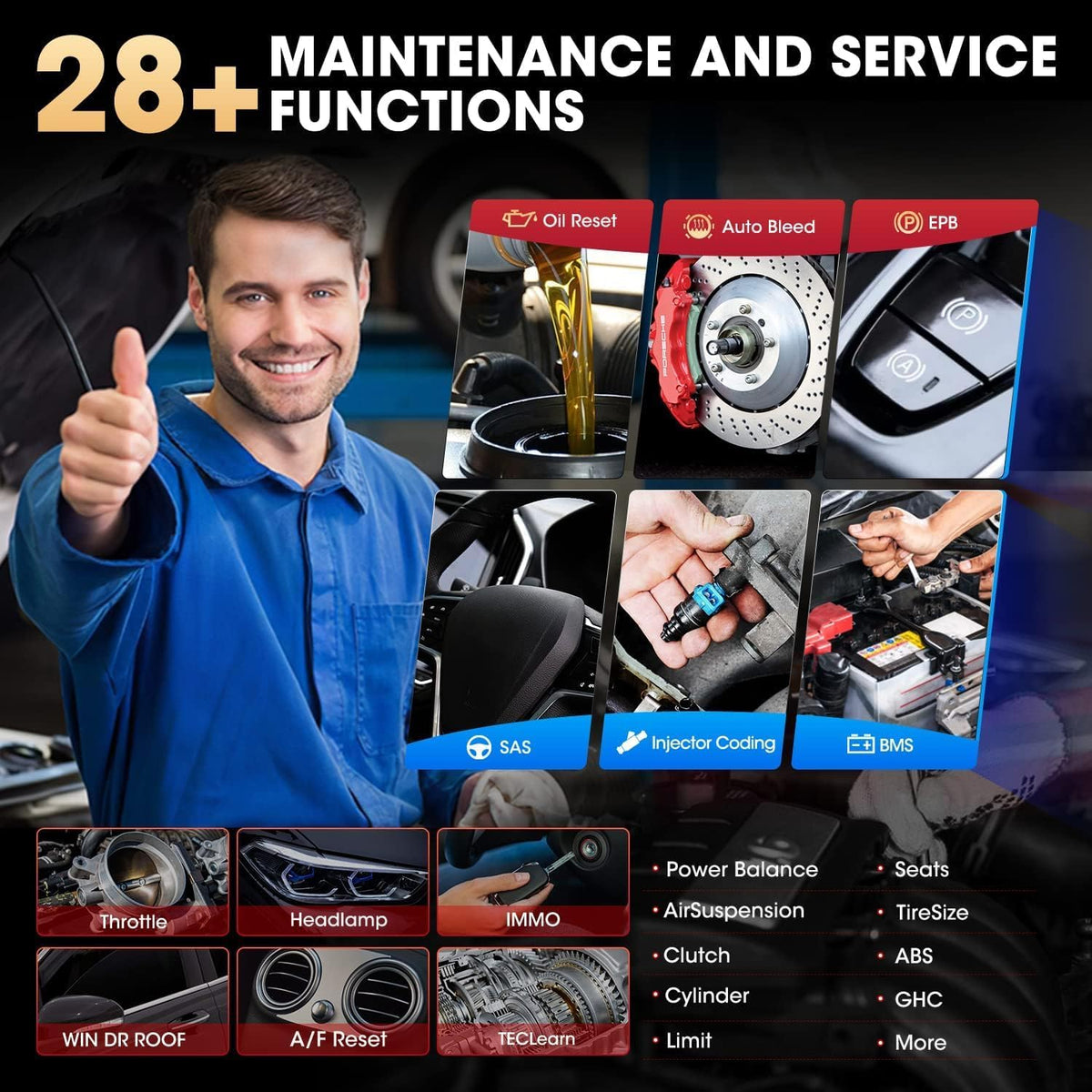 Autel MaxiCheck MX808S: 2024 Bidirectionele Tool zoals MK808S MK808BT Pro MK808K-BT, Functie zoals MaxCOM MK900, 28+ Service, Real Active Test, Scan All OE System, Injector Codierung, Android 11