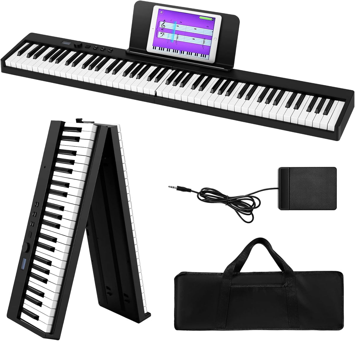 Opvouwbare Elektronische Piano 88 Toetsen – Keyboard – Digitale Piano – Pianotoetsenbord – Elektrische Piano – Halfzware Aanslag – Bluetooth En MIDI