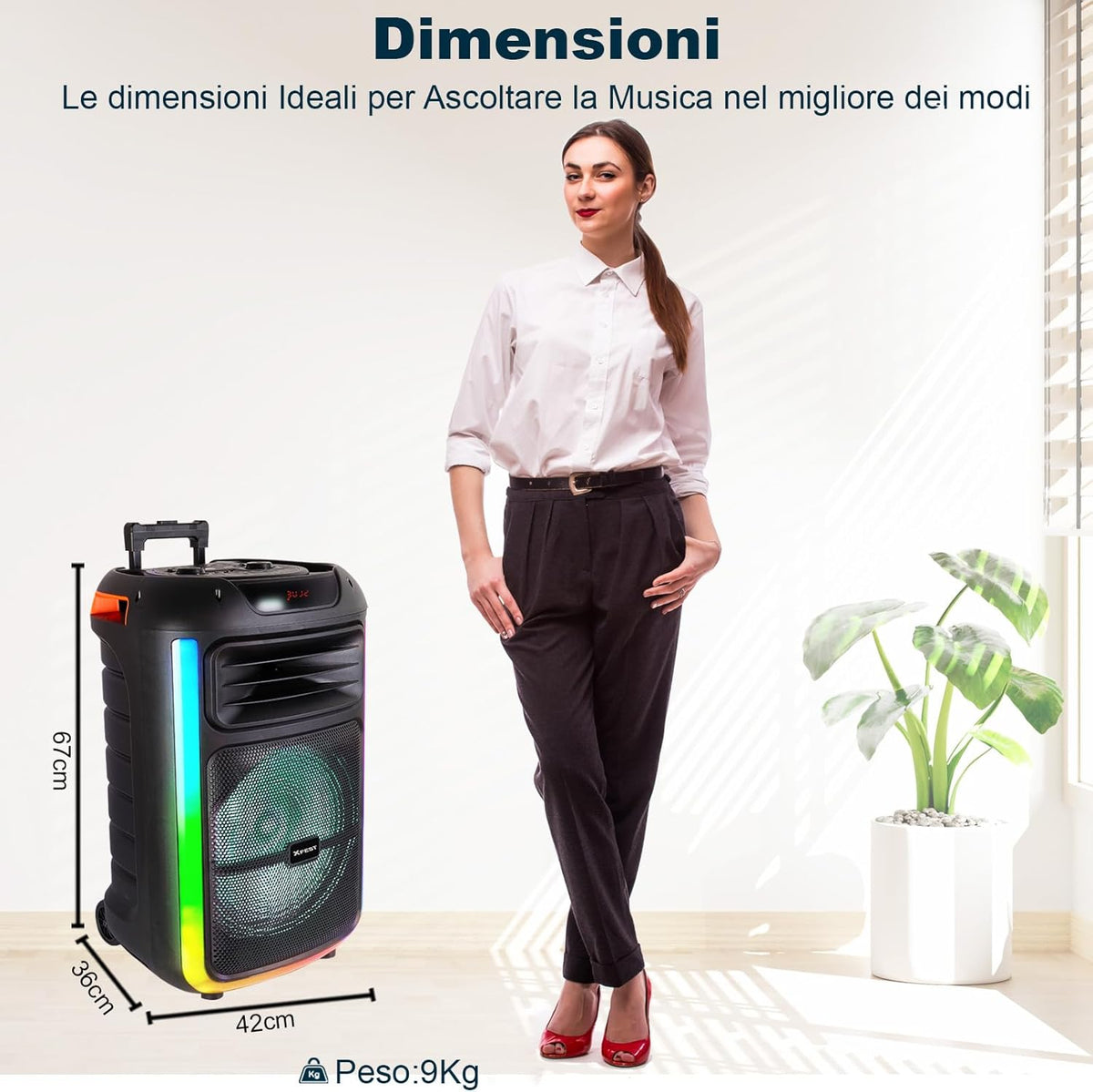 Draadloze Feestspeaker – Karaoke Speaker – Partyspeaker – Draagbare Luidspreker – Bluetooth Speaker – Inclusief Microfoon – 100 W Vermogen – TWS-Functie