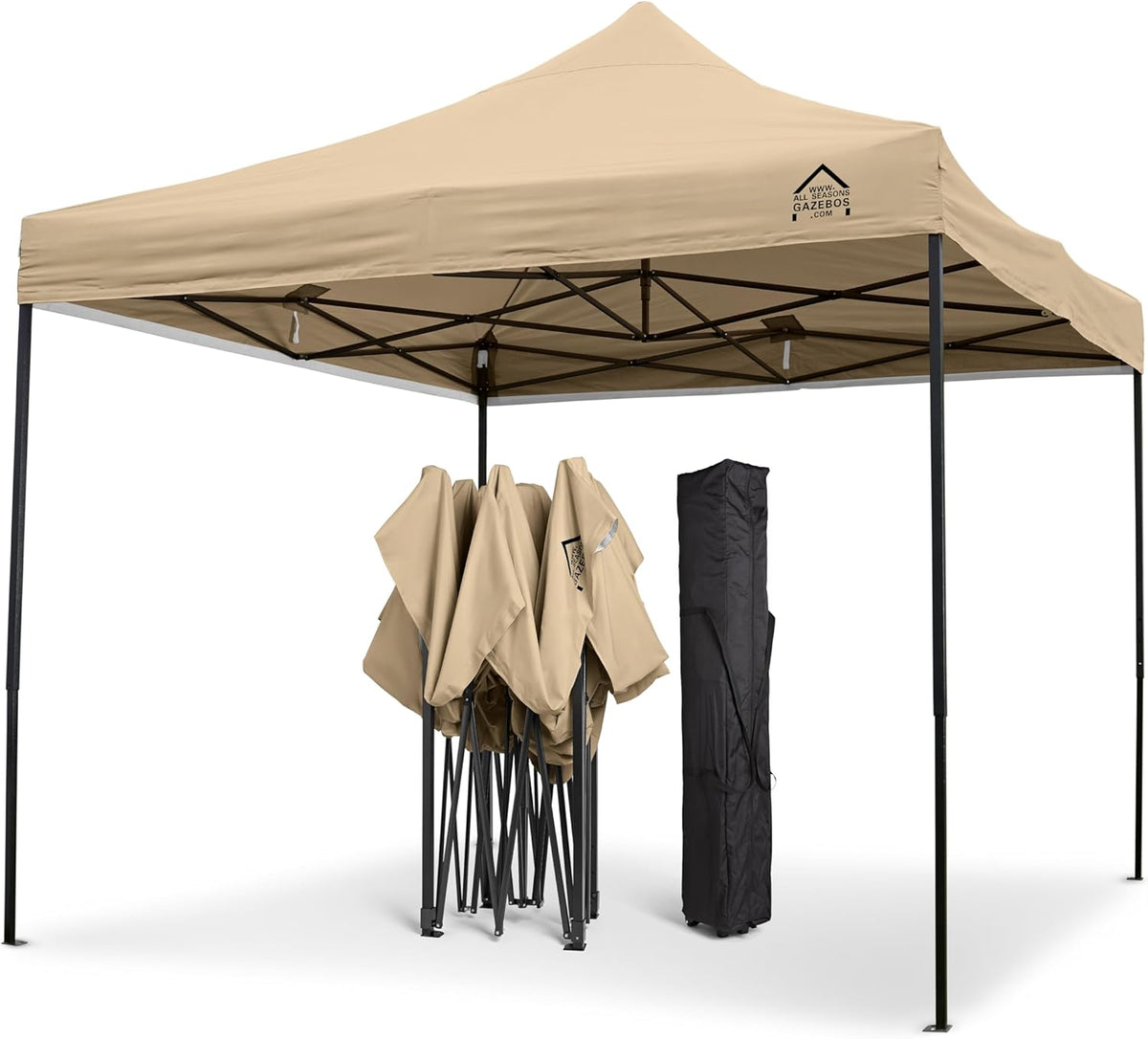 All Seasons Gazebos Duurzaam vouwpaviljoen en voortent, volledig waterdicht, hoogwaardig, voor een snelle opbouw, 3 x 3 m verkrijgbaar (beige)