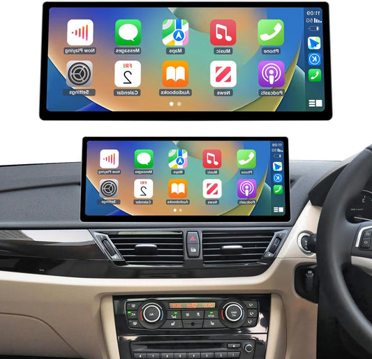 Road Top CarPlay Screen, 12.3 inch Car Radio Touch Screen for BMW X1 Series E84 with CIC System (2009-2015 year), Car Stereo with Narrow Bezel, Compatible with Apple CarPlay/Android Auto/MirrorLink - QUORE