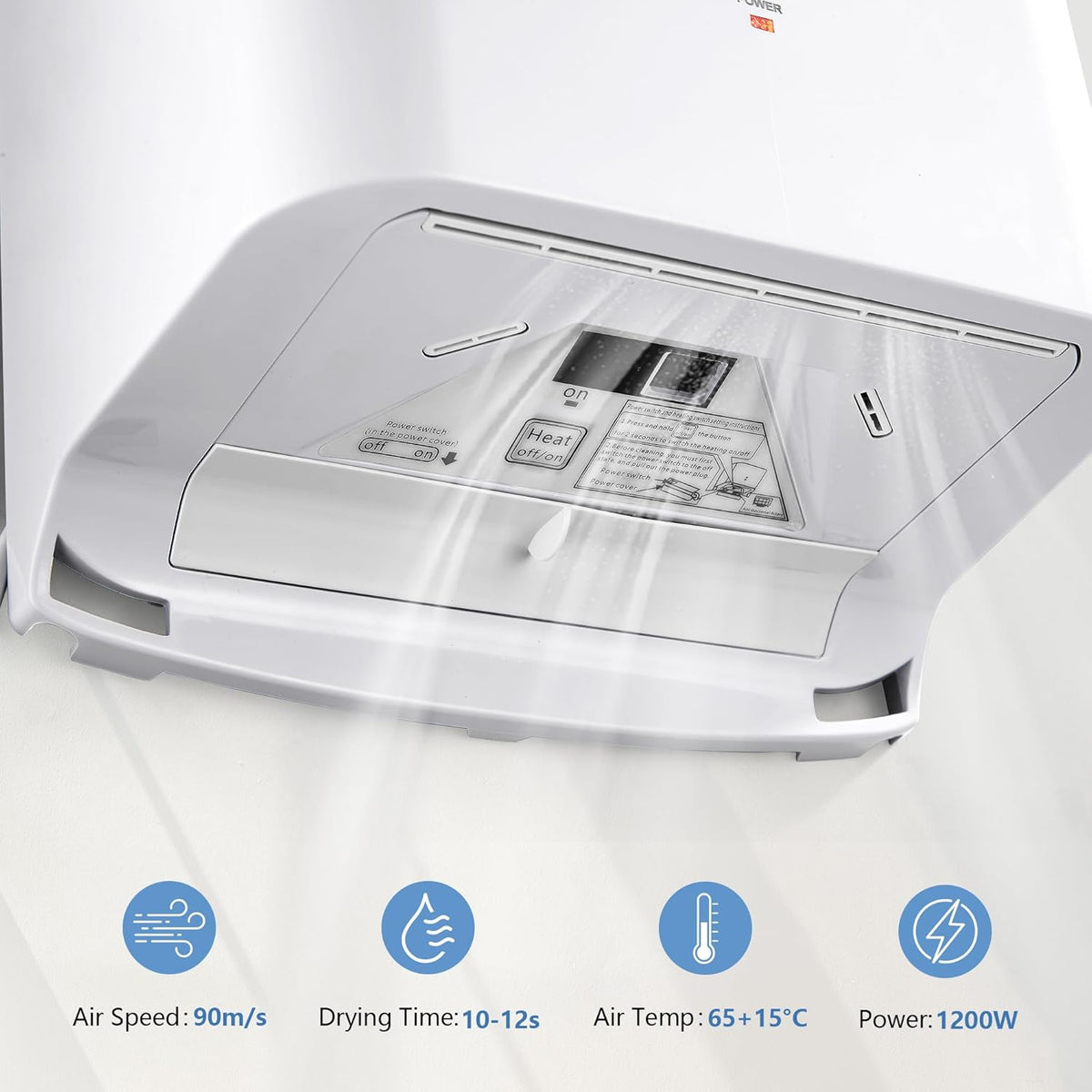 Handdroger – Handendroger – Automatische Handdroger – Elektrische Handdroger – Wandhanddroger – Compact Design – 1200 Watt Power