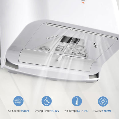 Handdroger – Handendroger – Automatische Handdroger – Elektrische Handdroger – Wandhanddroger – Compact Design – 1200 Watt Power