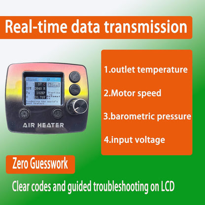Standkachel Diesel 12V – Dieselverwarming – Dieselkachel Camper – Garageverwarmer – Werkplaatskachel – 7 kW Dual Lucht- en Waterverwarming – Bidirectionele Afstandsbediening Met LCD-Display