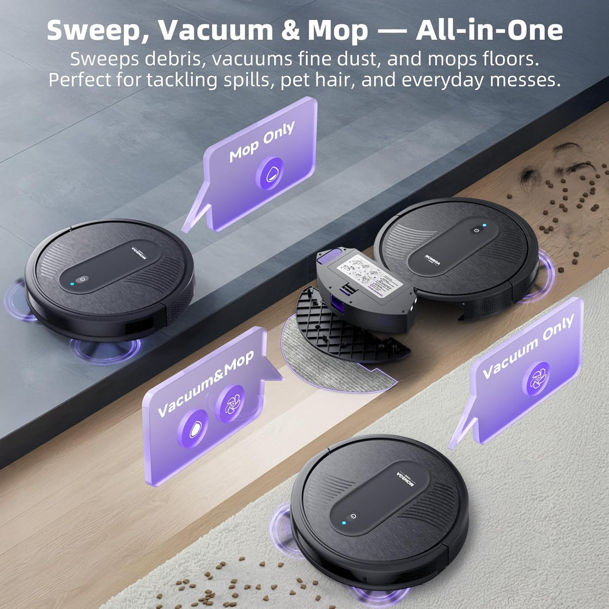 Robotstofzuiger – Robot Cleaner – Robo Stofzuiger – Automatische Stofzuiger – WiFi Robotstofzuiger – 3000Pa Zuigkracht – 140 Min Batterijduur